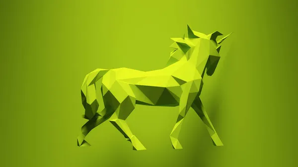 Unicórnio Vibrante Verde Fantasia Criatura Mágica Papel Cavalo Triângulos Baixo — Fotografia de Stock