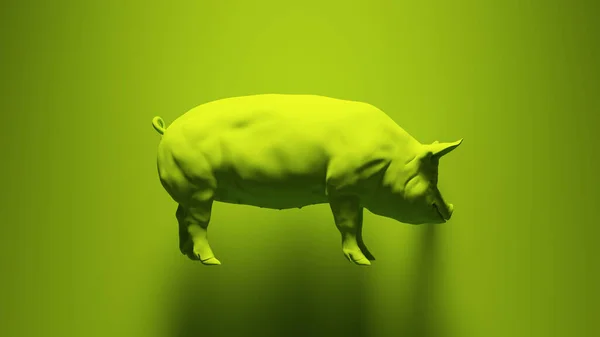 Bright Green Vibrant Pig Intelligent Animal Illustration Render — Stock Photo, Image