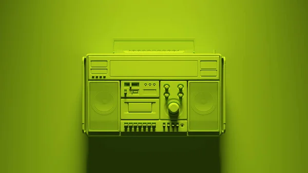 緑の色のレトロBoomboxの3Dレンダリングイラスト — ストック写真