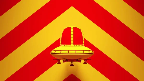 Žlutá Červená Ročník Ufo Klasické Mimozemské Sci Cizí Kosmická Loď — Stock fotografie