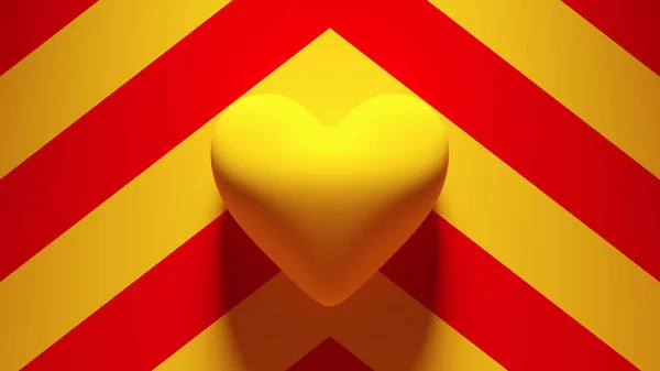 黄色情人节心形装饰爱情象征背景黄色背景红色背景3D图解 — 图库照片