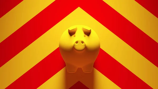 Yellow Piggy Bank Ahorros Símbolo Finanzas Tradicionales Depósito Dinero Con —  Fotos de Stock