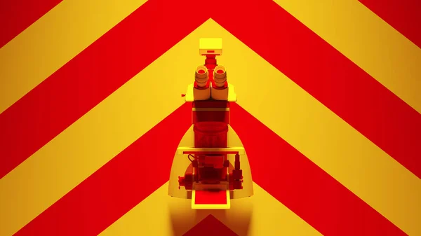 Yellow Retro Microscope Yellow Red Chevron Background Illurender — стокове фото