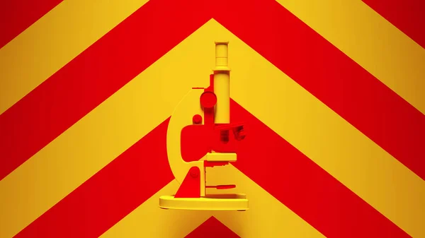 Microscope Rétro Jaune Avec Fond Jaune Rouge Chevron Illustration — Photo