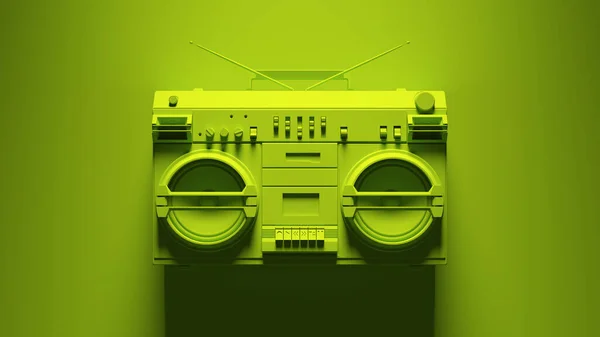 Green Boombox Post Punk Estéreo Con Fondo Verde Ilustración Renderizado —  Fotos de Stock