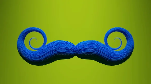 Bigode Azul Fundo Verde Ilustração Render — Fotografia de Stock