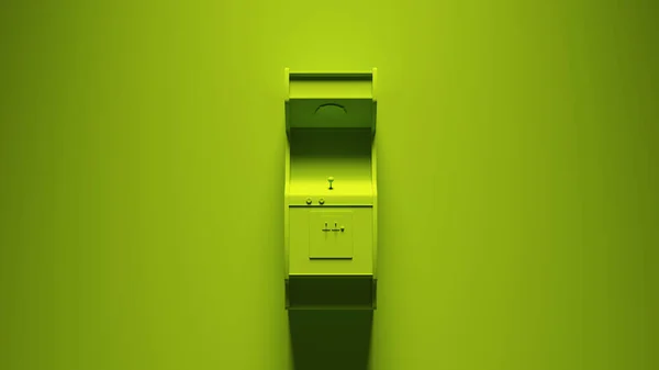 Groene Arcade Spel Machine Groene Achtergrond Illustratie Renderen — Stockfoto