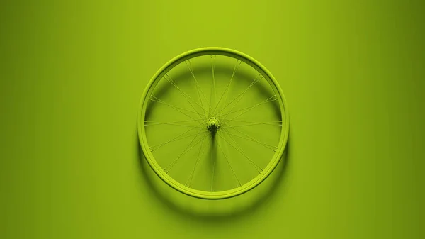 Зелене Велосипедне Колесо Зеленому Фоні Ілюстрація Рендерингу — стокове фото