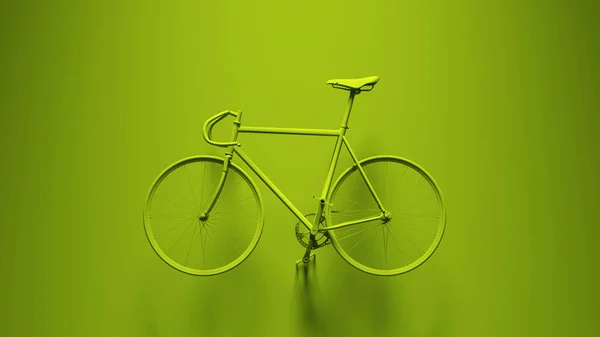 Grünes Fahrrad Auf Grünem Hintergrund Illustration Rendern — Stockfoto