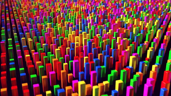 Bunte Würfelblöcke Muster Regenbogen Süßigkeiten Farben Glühen Hintergrund Design Illustration — Stockfoto