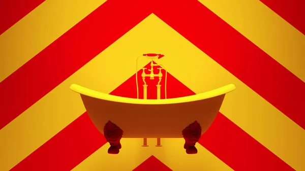 Žlutá Červená Ročník Vana Luxusní Koupelna Železná Koupel Elegance Jasně — Stock fotografie