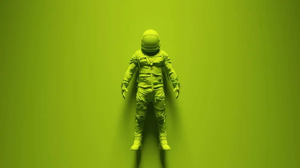 Groene Retro Ruimteman Astronaut Kosmonaut Met Heldere Groene Achtergrond Illustratie — Stockfoto