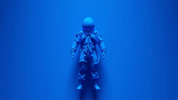 Blue Escape Suit Spaceman Astronauta Cosmonauta Com Fundo Verde Brilhante — Fotografia de Stock