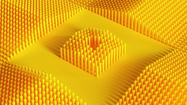 Amarillo Geométrico Cuadrado Anillo Patrón Superficie Desigual Cajas Vibrante Color — Foto de Stock
