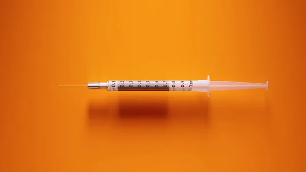 Oranje Spuit Geneeskunde Naalden Vaccinatie Injectie Geneesmiddelen Medische Gezondheid Illustratie — Stockfoto