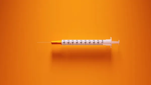 Inyección Vacuna Aguja Medicina Jeringa Anaranjada Medicina Salud Illustration Render — Foto de Stock