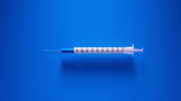 Inyección Vacuna Aguja Medicina Jeringa Azul Medicina Salud Illustration Render — Foto de Stock