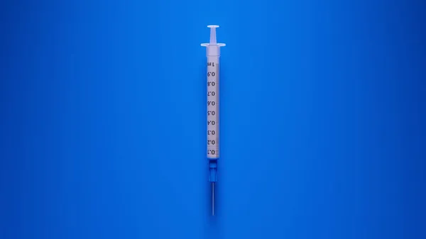 Blue Syringe Medicine Needle Vakcina Injekció Drug Medical Health Illusztráció — Stock Fotó