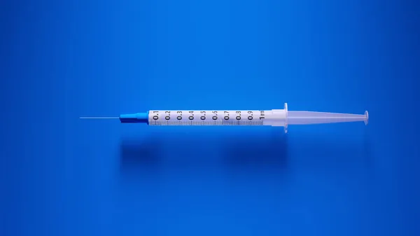 Blauwe Injectiespuit Geneeskunde Naaldvaccinatie Injectie Geneesmiddelen Medische Gezondheid Illustratie Maken — Stockfoto