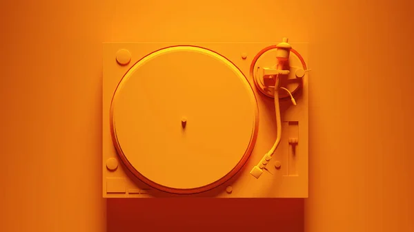 Oranžový Post Punkový Gramofon Oranžovým Ilustrací Pozadí — Stock fotografie