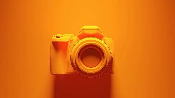 Pomarańczowa Kamera Dlsr Pomarańczowym Tłem — Zdjęcie stockowe