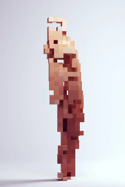 Mulher Feminino Abstrato Cubo Bloco Escultura Pixel Voxels Ilustração Render — Fotografia de Stock