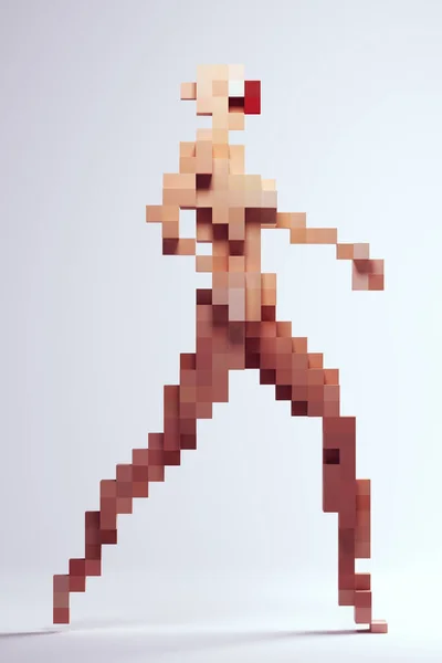 Kadın Soyut Küp Küp Heykel Piksel Voxels Görüntü — Stok fotoğraf