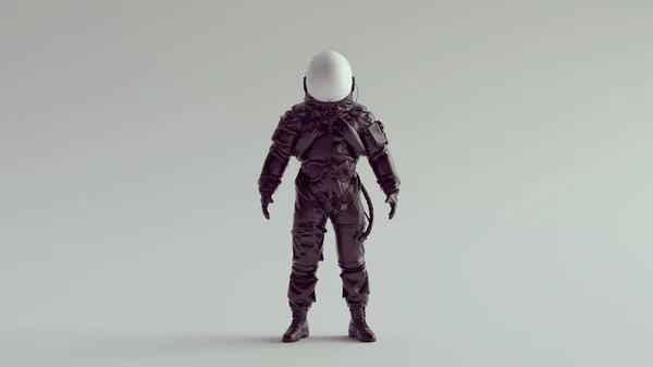 Kosmonot Astronot Hitam Dengan Helm Putih Visor Front View Spaceman — Stok Foto