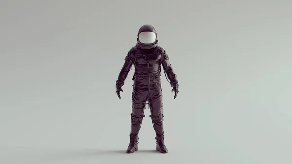 ホワイトヘルメットバイザー付きブラック宇宙飛行士フロントビュー宇宙飛行士ヴィンテージ1980年宇宙技術3Dイラストレンダリング — ストック写真