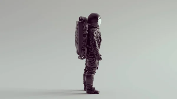 Zwarte Astronaut Kosmonaut Met Witte Helm Vizier Zijaanzicht Spaceman Vintage — Stockfoto