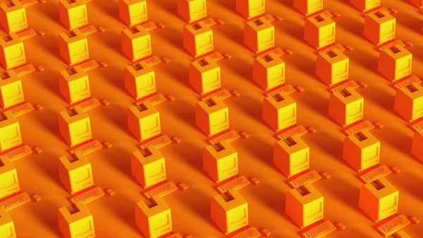 Orange Computer Grid Block Pattern Vibrante Tecnología Datos Retro Red — Foto de Stock