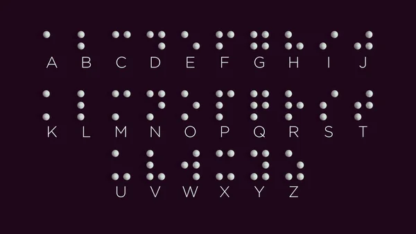 Braille Alfabe Rehberi Görme Engelli Yazma Sistemi Sembolü Siyah Arka — Stok fotoğraf