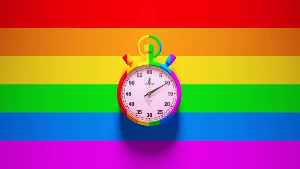 Regnbåge Sport Stoppur Gay Pride Tid Klocka Timer Jämlikhet Regnbåge — Stockfoto