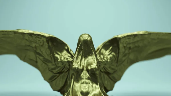 Ангел Смерті Сидячий Золотий Лист Тканина Хеллоуїн Скульптура Демон Крила — стокове фото