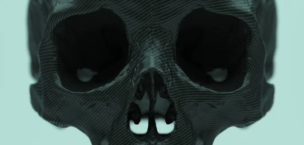 Black Carbon Fibre Czaszka Kości Anatomia Śmierć Halloween Szkielet Głowa — Zdjęcie stockowe