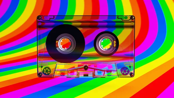 Cassette Tape Rainbow Pride Flag Lgb Lgbtq Inclusive Party Muziek — Stockfoto