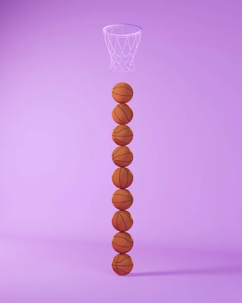 Baloncesto Naranja Pila Equilibrio Púrpura Lavanda Real Fondo Aro Neto —  Fotos de Stock