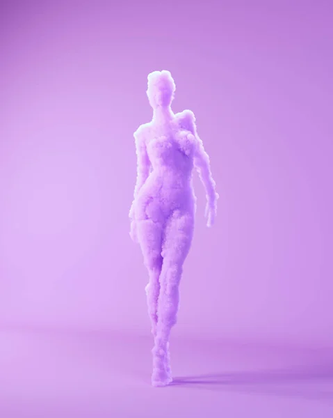 Figura Mujer Fantasma Lavanda Rosa Púrpura Hembra Ahumado Espíritu Halloween —  Fotos de Stock