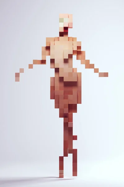 추상적 Tiptose Sculpture Pixel Voxels Illustration Render — 스톡 사진
