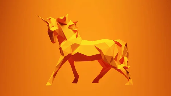 Orange Unicorn Vibrant Fantasy Magical Creature Horse Paper Triangles Low — стоковое фото