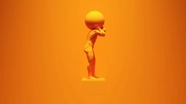 Statua Atlante Arancione Scultura Che Regge Cielo Celeste Greco Immortale — Foto Stock
