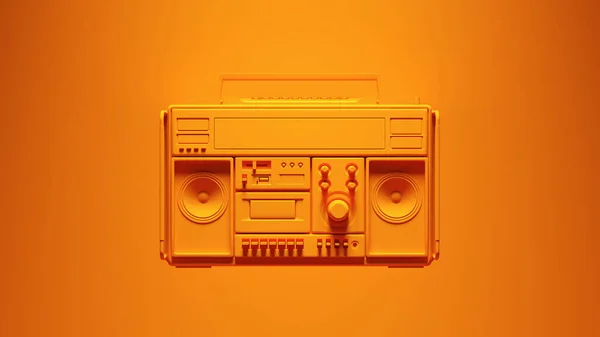 Πορτοκαλί Boombox Stereo Hip Hop Ghetto Blaster Cassette Player Μόδα — Φωτογραφία Αρχείου