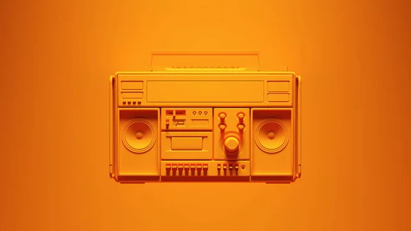 Laranja Boombox Estéreo Hip Hop Ghetto Blaster Cassete Player Moda — Fotografia de Stock