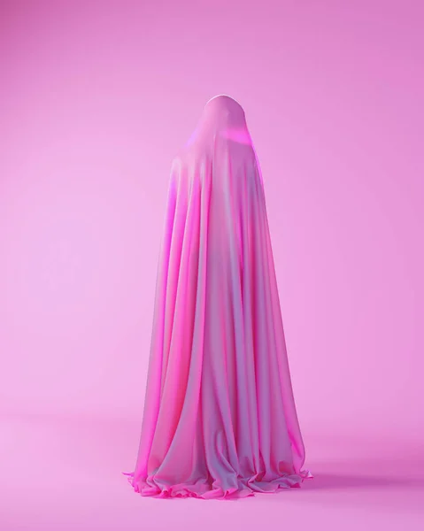 Fantasma Figura Rosa Roxo Lavanda Mulher Halloween Espírito Pose Ilustração — Fotografia de Stock