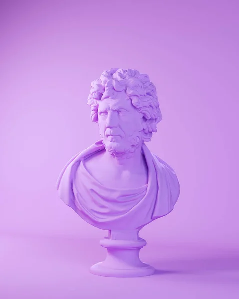 Purple Lavender Γλυπτική Philosopher Bust Άγαλμα Art Head Ομορφιά Πρόσωπο — Φωτογραφία Αρχείου