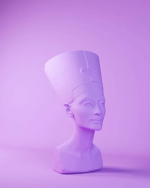 Fioletowy Queen Nefertiti Bust Head Egipski Lawendowy Bogini Twarz Prawej — Zdjęcie stockowe