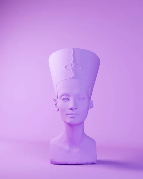 Purple Queen Nefertiti Busto Cabeza Egipcia Lavanda Diosa Cara Frontal — Foto de Stock