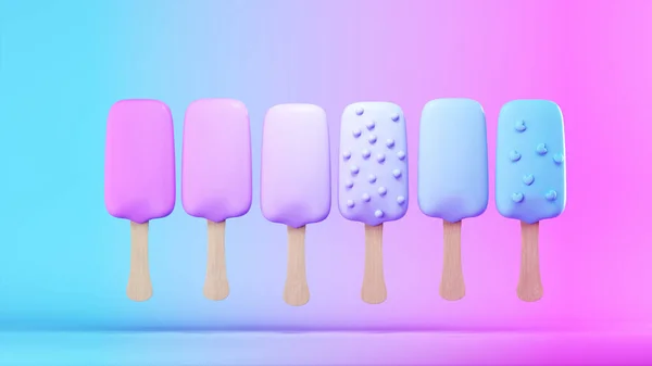 Pink Blue Trans Colours Popsicle Ice Lolly Cold Ice Cream — Stockfoto