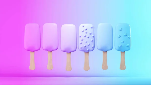 Pink Blue Trans Colours Popsicle Ice Lolly Cold Ice Cream — Fotografia de Stock