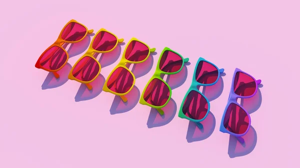 Rainbow Pride Pink Tinted Sunglasses Bright Summer Sun Holiday Happiness — Stockfoto